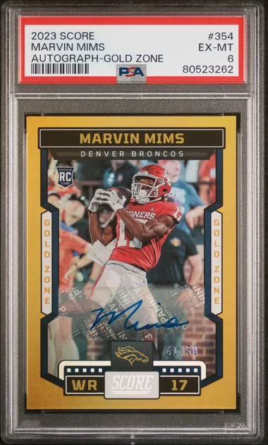 2023 Panini Score Marvin Mims Autograph-Gold Zone #354 card image