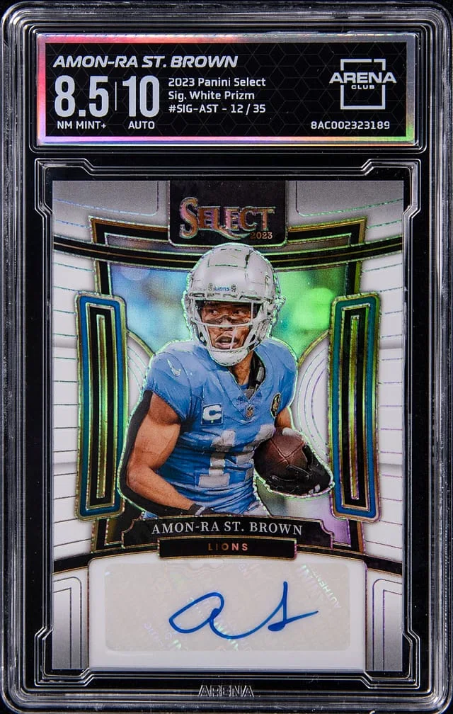 2023 Panini Select Amon-Ra St. Brown Signature White Prizm #SIG-AST card image