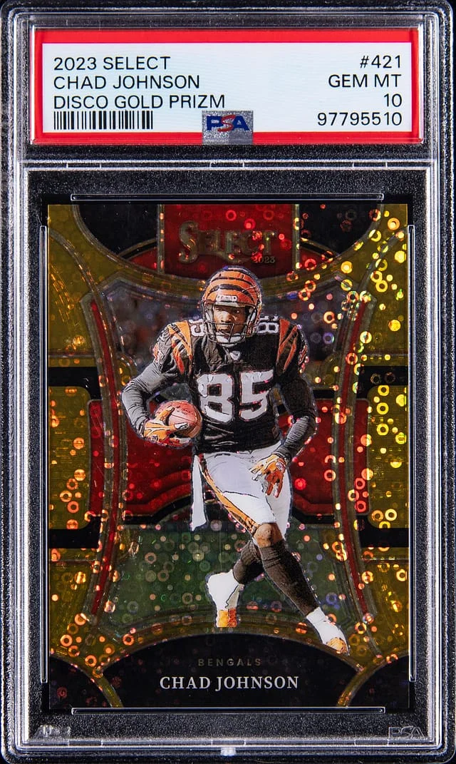 2023 Panini Select Chad Johnson Disco Gold Prizm #421 card image