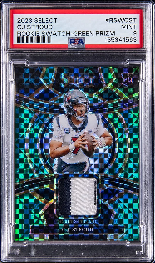 2023 Panini Select C.J. Stroud Swatches Green Prizm #RSW-CST card image