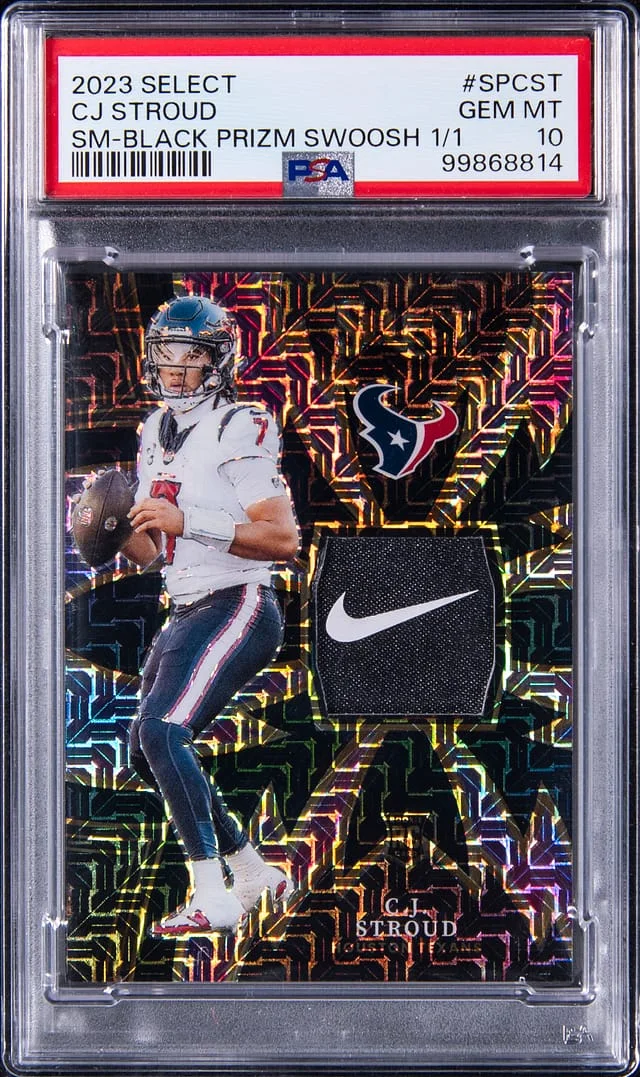 2023 Panini Select C.J. Stroud Sparks Memorabilia Black Prizm Swoosh #SP-CST card image
