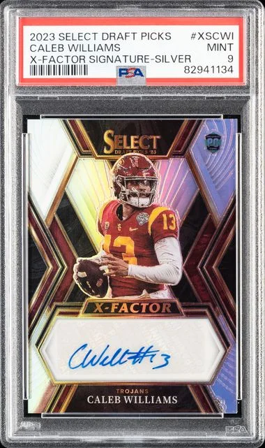2023 Panini Select Draft Picks Caleb Williams X-Factor Signature Silver #XSCWI card image