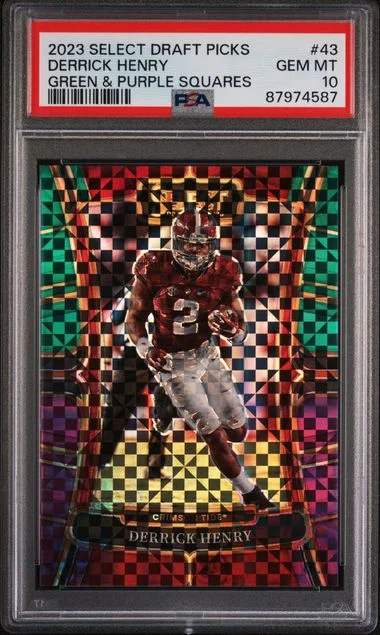 2023 Panini Select Draft Picks Derrick Henry Green & Purple Squares #43 card image