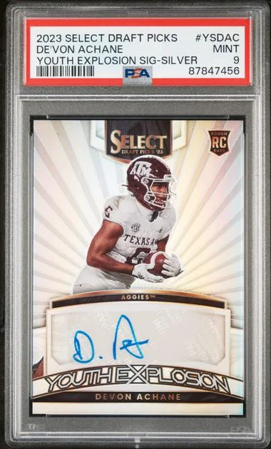 2023 Panini Select Draft Picks De'Von Achane Youth Explosion Signature Silver #YS-DAC card image