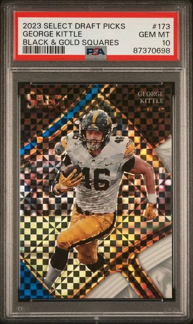 2023 Panini Select Draft Picks George Kittle Black & Gold Squares #173 card image