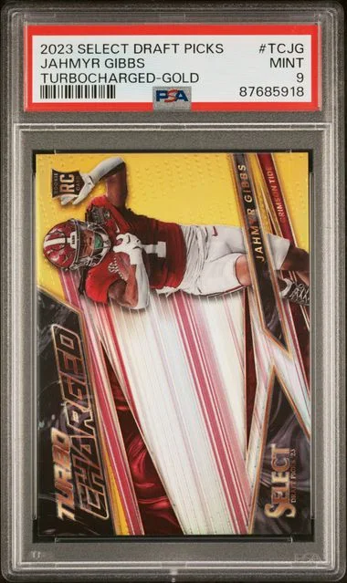 2023 Panini Select Draft Picks Jahmyr Gibbss Turbocharged Gold #TC-JG card image