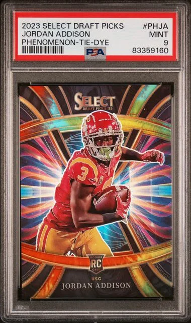 2023 Panini Select Draft Picks Jordan Addison Phenomenon Tie-Dye #PHJA card image