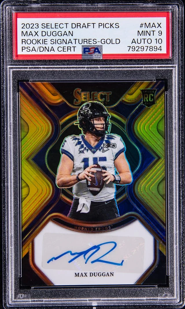 2023 Panini Select Draft Picks Max Duggan Signature Gold #MAX card image