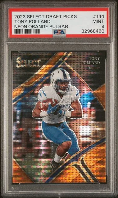 2023 Panini Select Draft Picks Tony Pollard Neon Orange Pulsar #144 card image