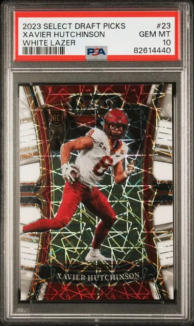 2023 Panini Select Draft Picks Xavier Hutchinson White Lazer #23 card image