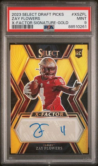 2023 Panini Select Draft Picks Zay Flowers X-Factor Signature Gold #XS-ZFL card image