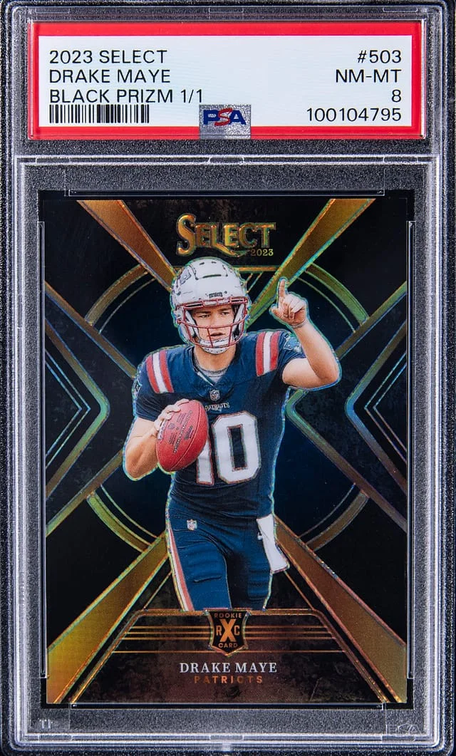 2023 Panini Select Drake Maye XRC Black Prizm Redemption #503 card image