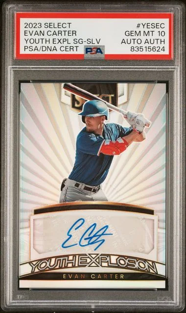 2023 Panini Select Evan Carter Youth Explosion Signature Silver #YES-EC card image