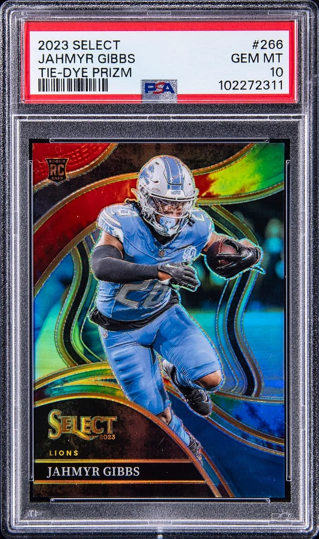 2023 Panini Select Jahmyr Gibbs Tie-Dye Prizm #266 card image