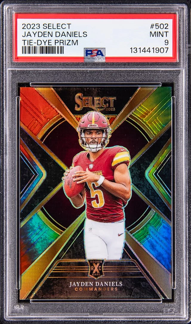 2023 Panini Select Jayden Daniels XRC Gold Prizm Redemption #502 card image
