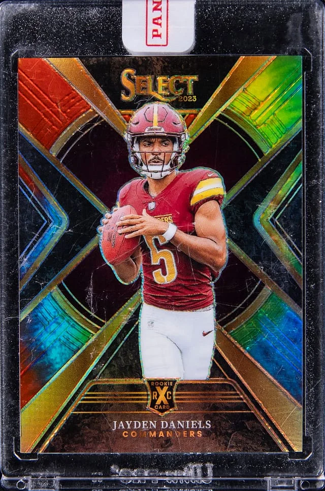 2023 Panini Select Jayden Daniels - Panini Encased XRC Tie-Dye Prizm Redemption #502 card image