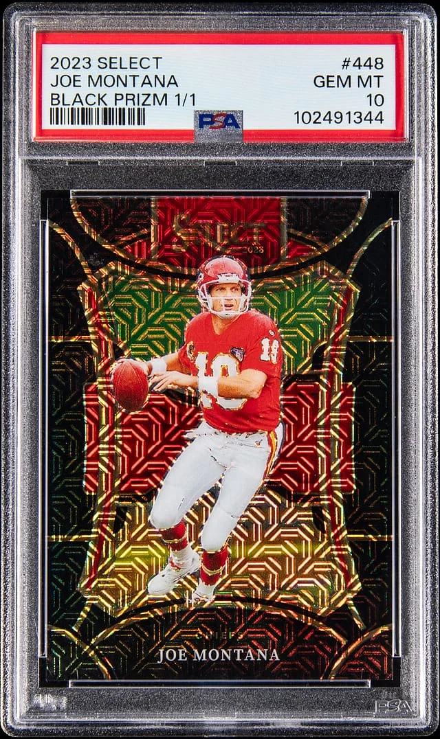 2023 Panini Select Joe Montana Black Prizm #448 card image