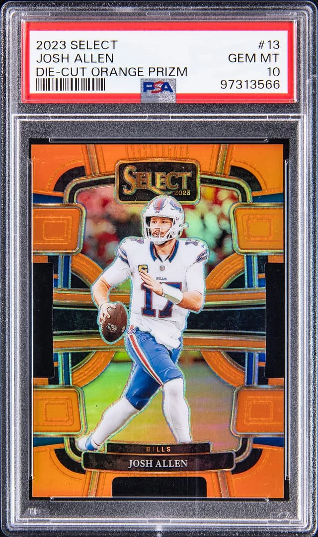 2023 Panini Select Josh Allen Die-Cut Zebra Prizm #13 card image