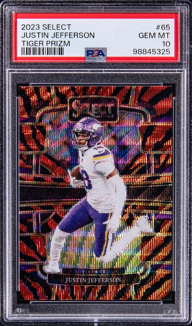 2023 Panini Select Justin Jefferson Tiger Prizm #65 card image