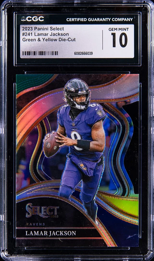 2023 Panini Select Lamar Jackson Green & Yellow Die-Cut #241 card image
