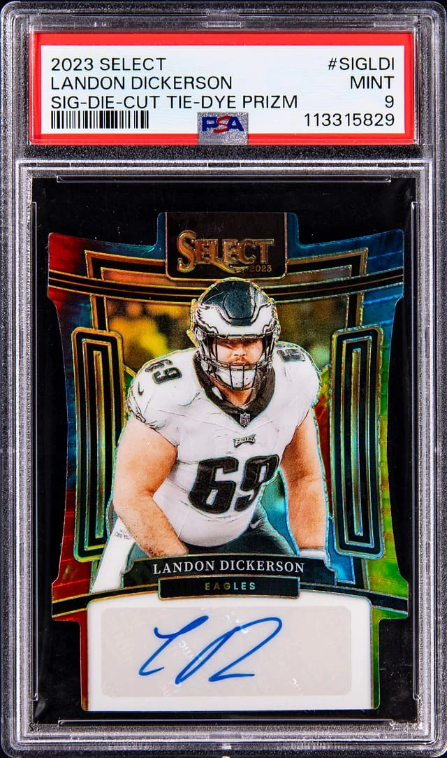 2023 Panini Select Landon Dickerson Signatures Die-Cut Tie-Dye Prizm #SIG-LDI card image