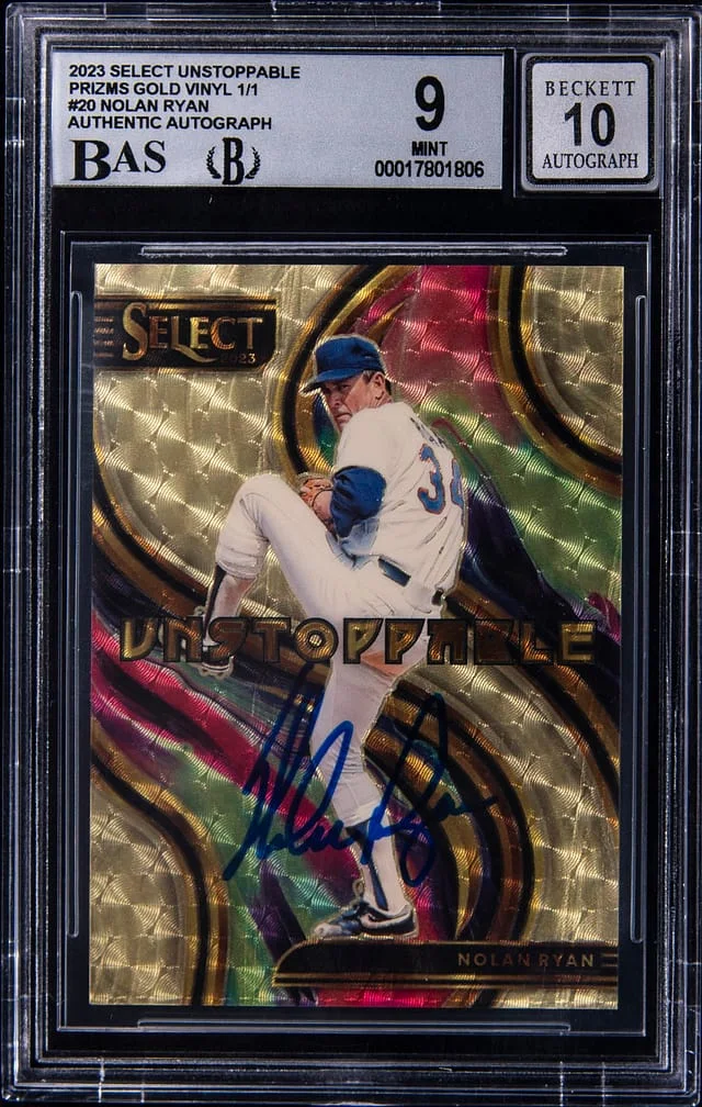 2023 Panini Select Nolan Ryan Unstoppable Prizms Gold Vinyl #SU20 card image