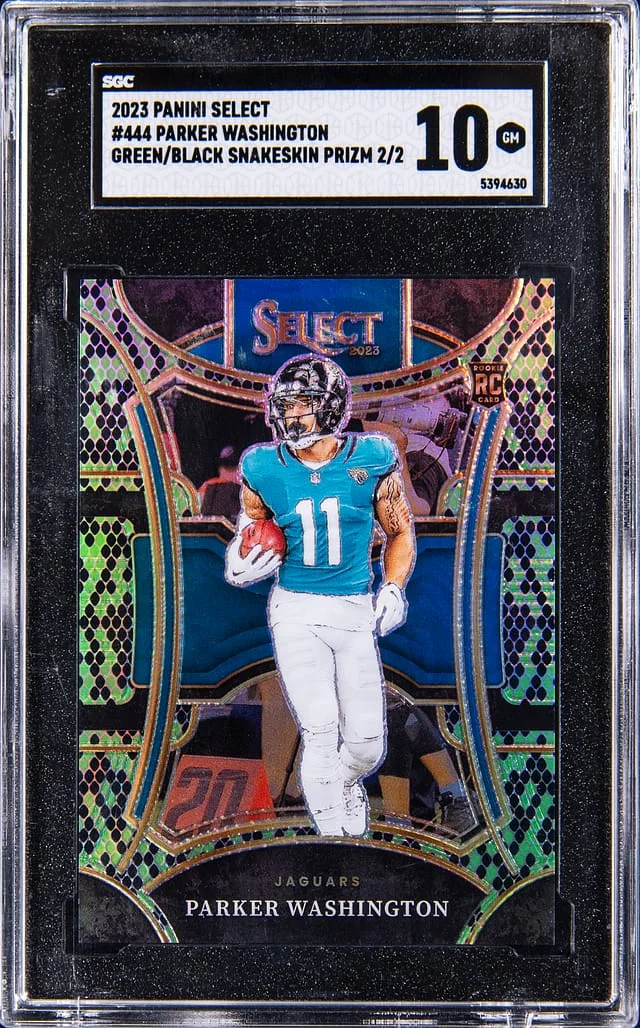 2023 Panini Select Parker Washington Green/Black Snakeskin Prizm #444 card image