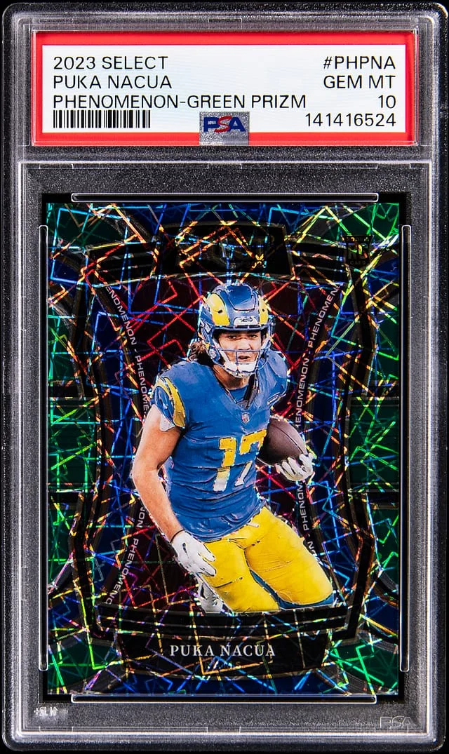 2023 Panini Select Puka Nacua Phenomenon Green Prizm #PH-PNA card image