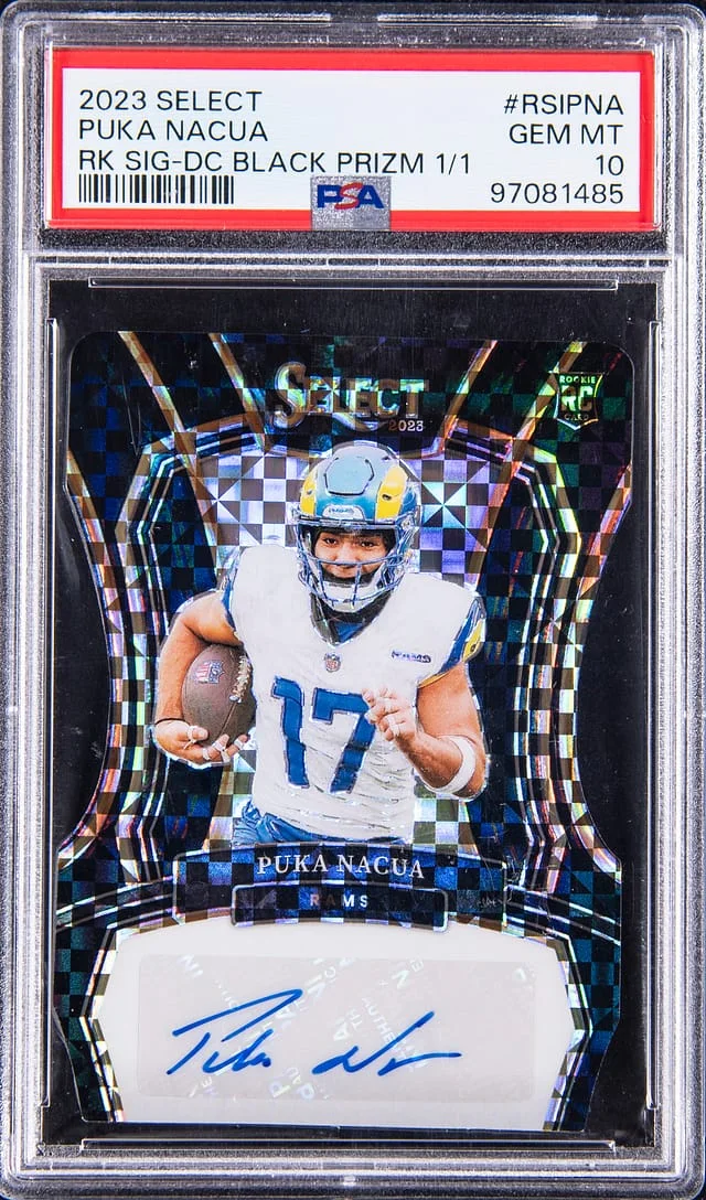 2023 Panini Select Puka Nacua Signature Die-Cut Black Prizm #RSI-PNA card image