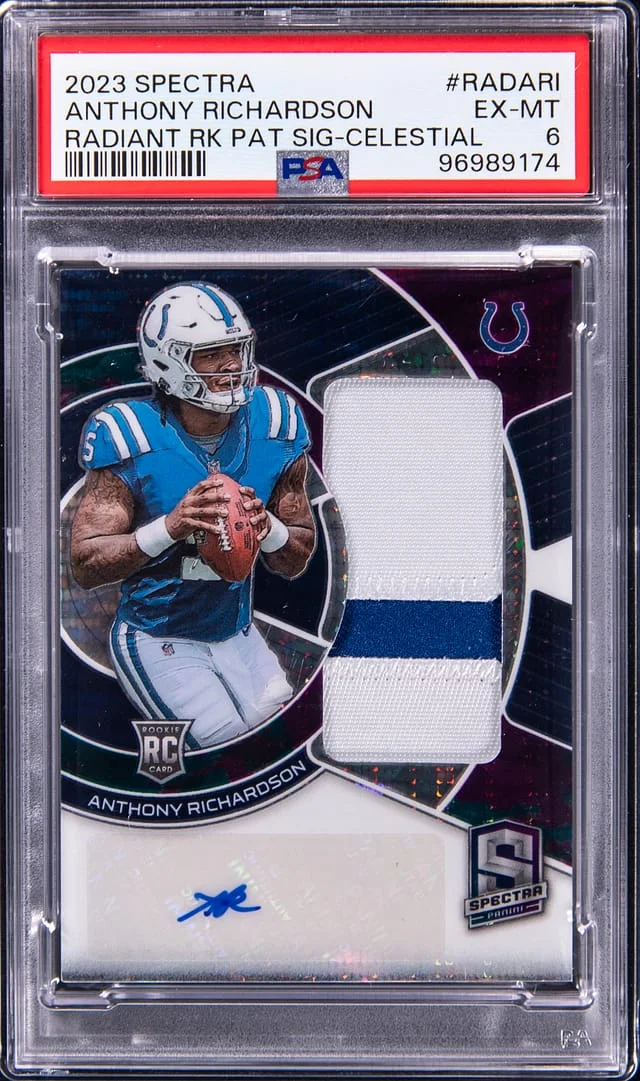 2023 Panini Spectra Anthony Richardson Radiant Patch Signature Celestial #RAD-ARI card image