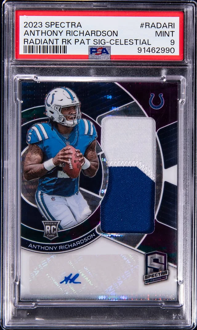 2023 Panini Spectra Anthony Richardson Radiant Patch Signature Celestial #RADARI card image