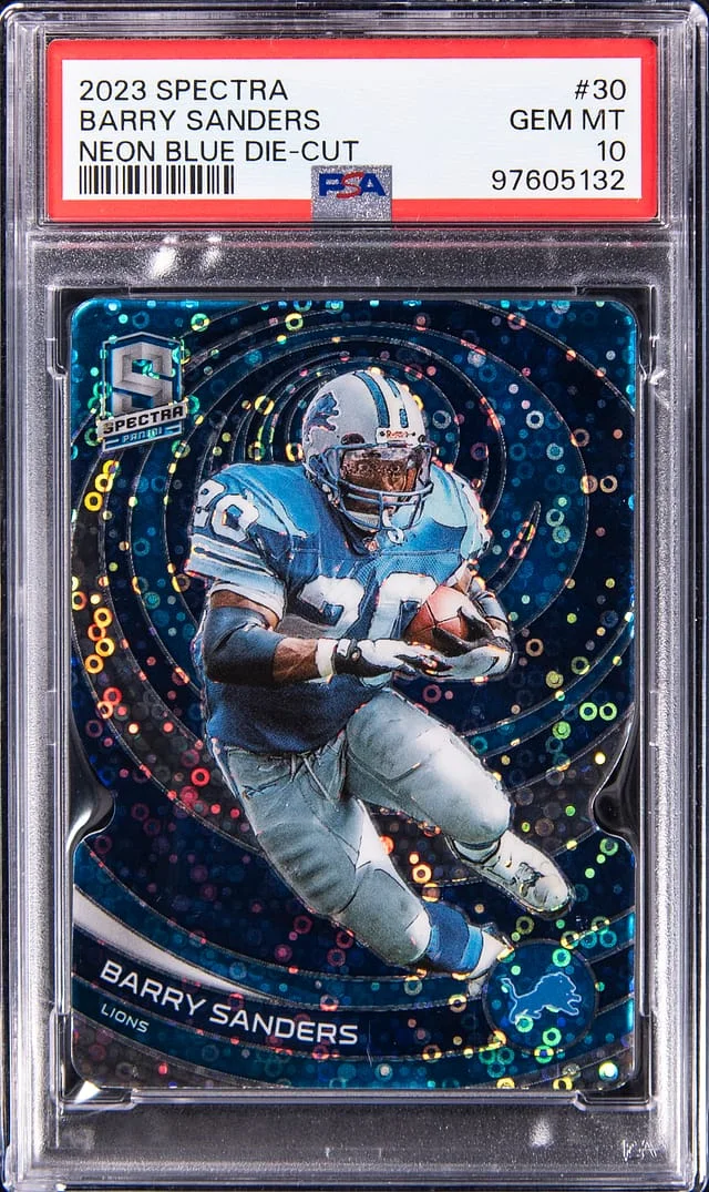 2023 Panini Spectra Barry Sanders Neon Blue Die-Cut #30 card image