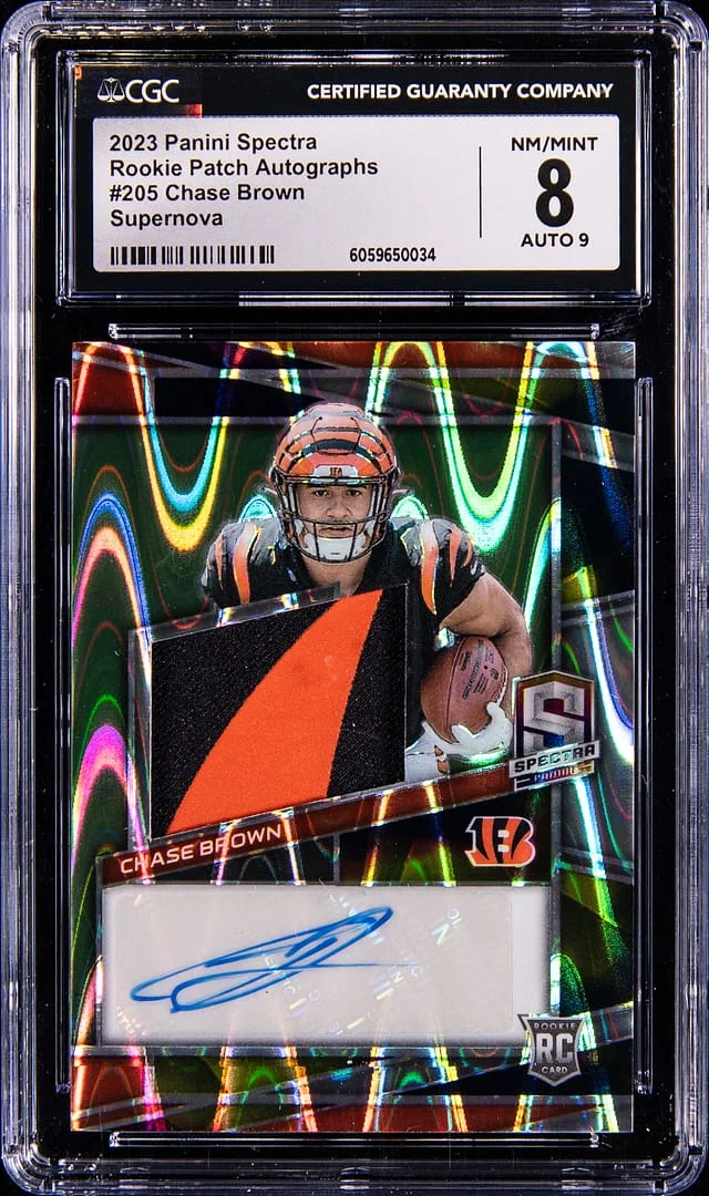 2023 Panini Spectra Chase Brown Patch Autographs Supernova #205 card image