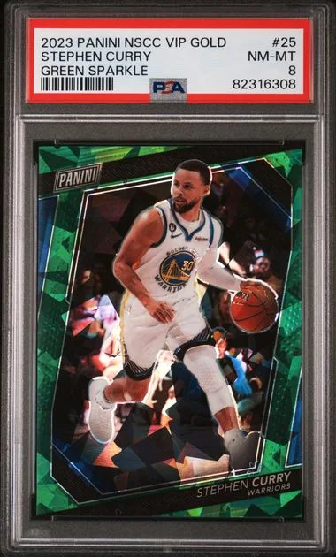 2023 Panini Stephen Curry National VIP Gold Green Sparkle #25 card image
