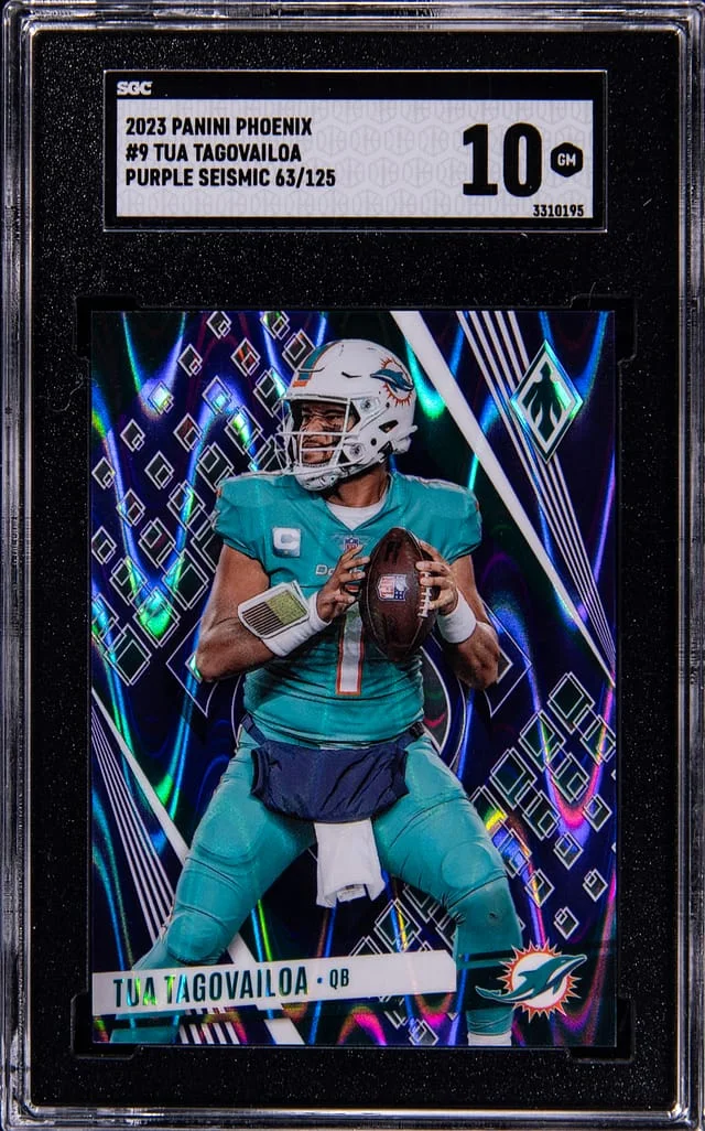 2023 Panini Tua Tagovailoa Phoenix Purple Seismic #9 card image