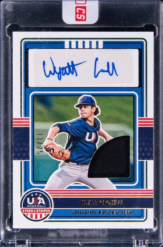 2023 Panini Wyatt Crowell Stars & Stripes USA Baseball Collegiate National Team Signatures Materials Prime #CNTS-WC card image