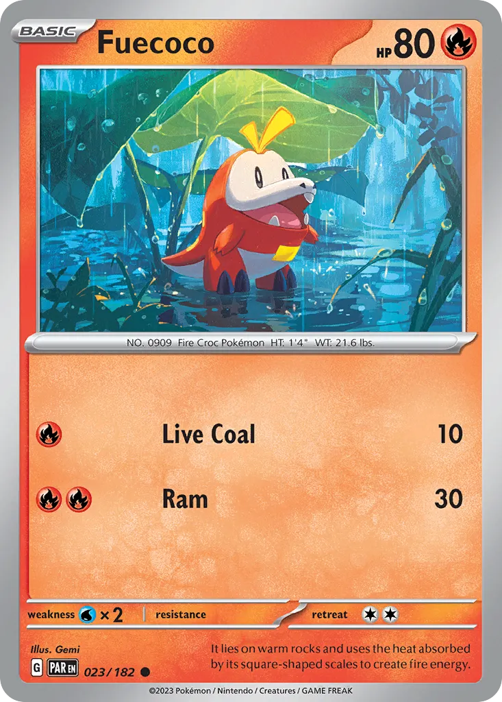 2023 Paradox Rift Fuecoco Common #023/182 Common card image
