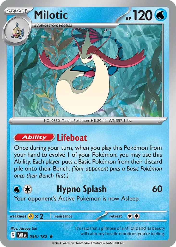 2023 Paradox Rift Milotic #036/182 Rare card image