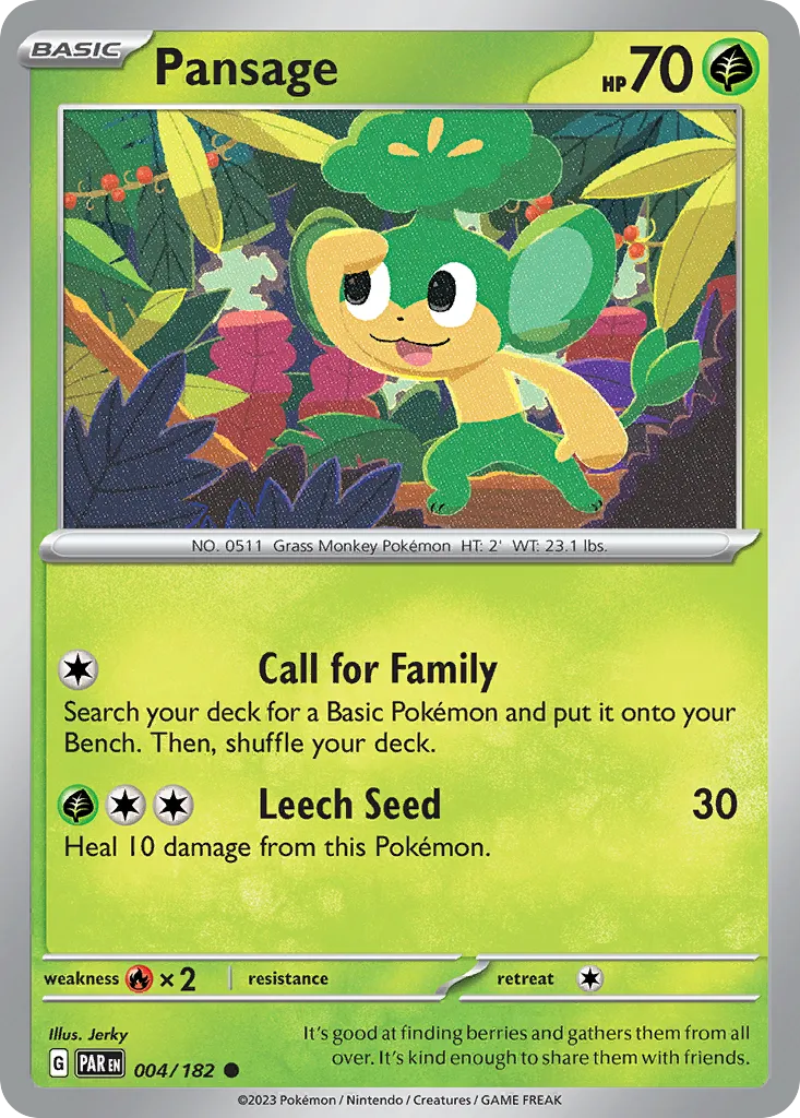 2023 Paradox Rift Pansage Common #004/182 Common card image