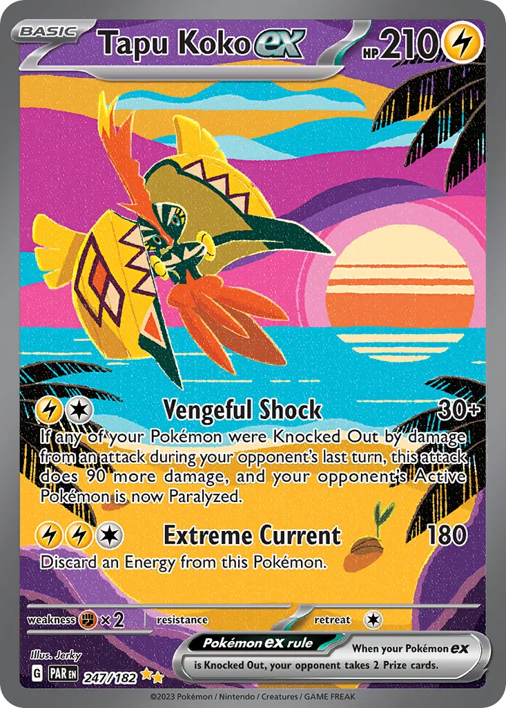 2023 Paradox Rift Tapu Koko ex #247/182 Special Illustration Rare card image