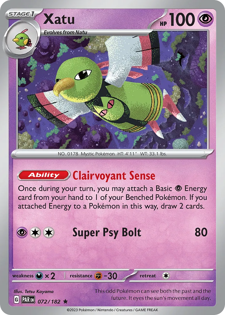 2023 Paradox Rift Xatu #072/182 Rare card image