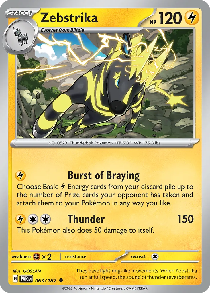 2023 Paradox Rift Zebstrika #063/182 Uncommon card image