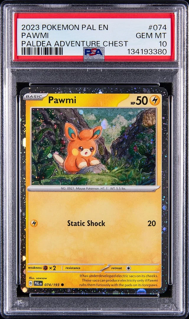 2023 Pokemon Pal Paldea Adventure Chest Pawmi #074 card image