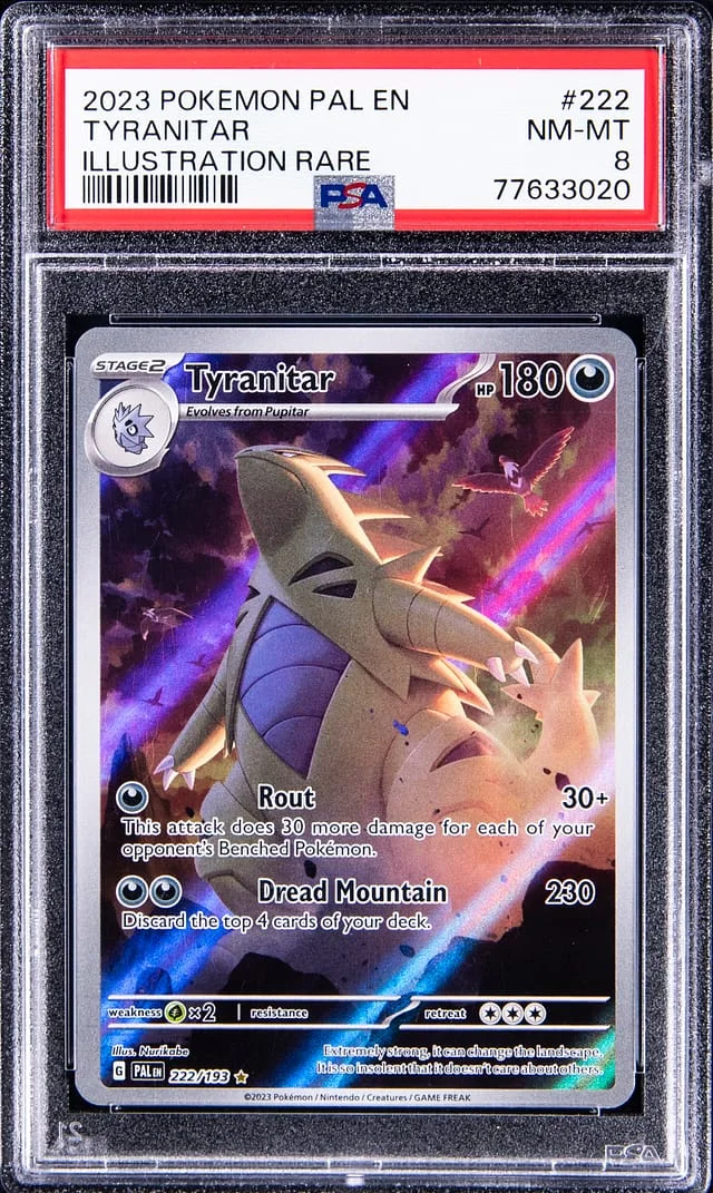 2023 Pokemon Paldea Evolved Illustration Rare Full Art Tyranitar #222 card image