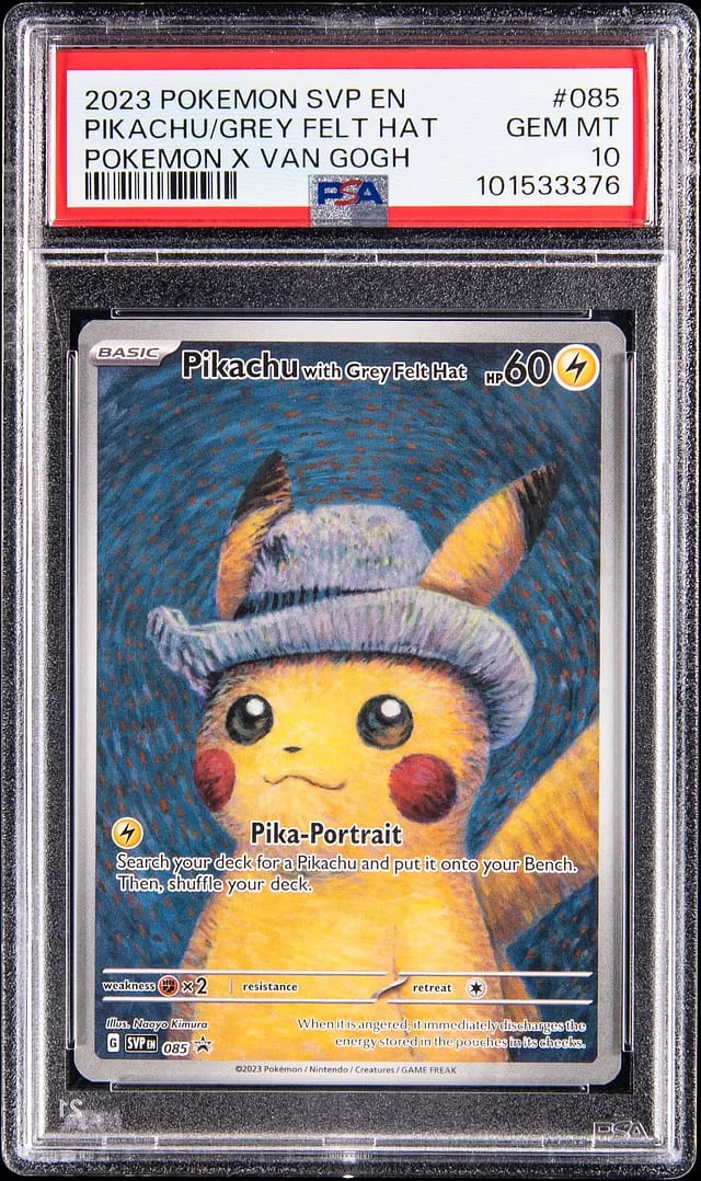 2023 Pokemon Scarlet & Violet Promo Pokemon x Van Gogh Pikachu With Grey Felt Hat #085 card image
