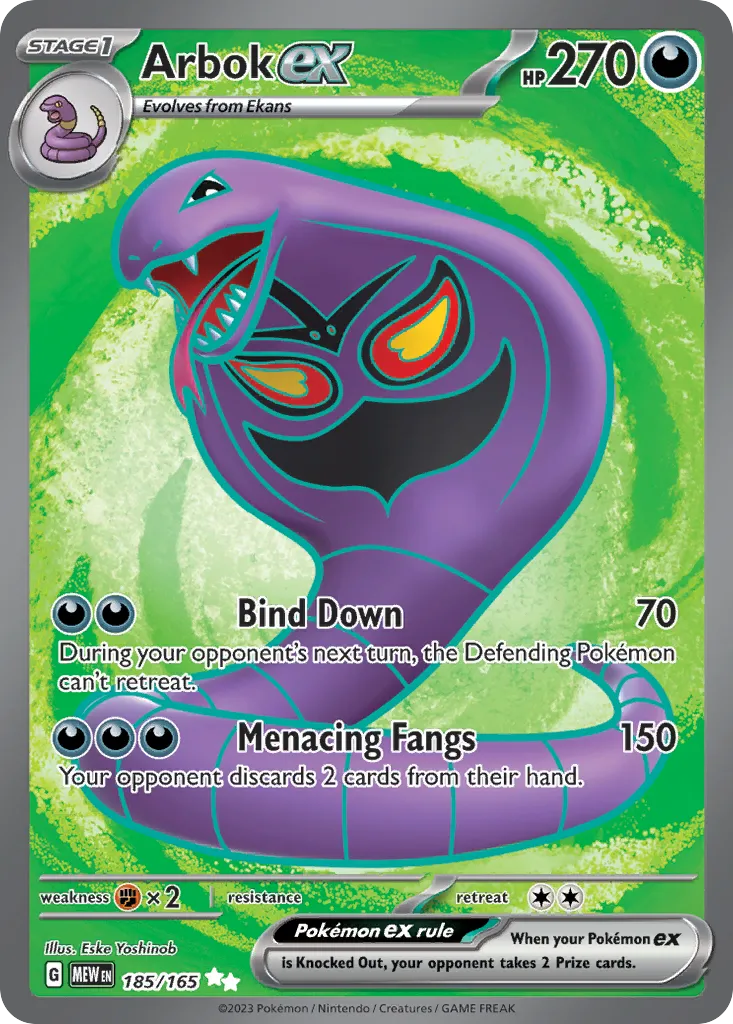 2023 151 Arbok ex #185/165 Ultra Rare card image