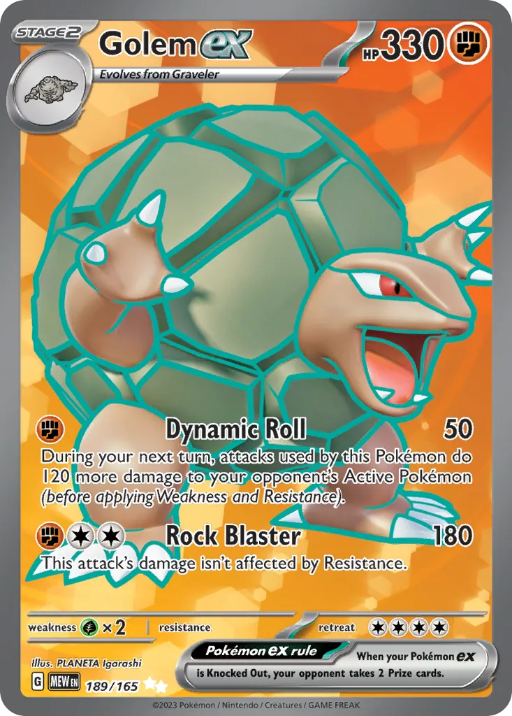 2023 151 Golem ex #189/165 Ultra Rare card image
