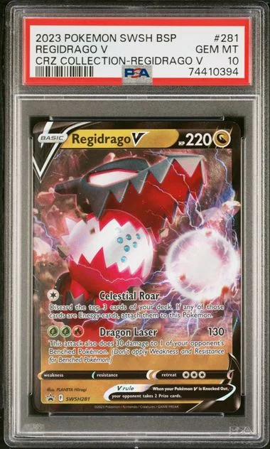 2023 Pokemon Sword and Shield Black Star Promo Crown Zenith Collection Regidrago V #281 card image