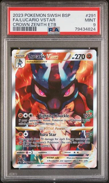 2023 Pokemon Sword and Shield Black Star Promo Crown Zenith Elite Trainer Box Full Art Lucario VSTAR #291 card image