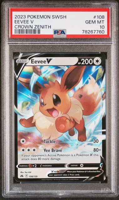 2023 Pokemon Sword and Shield Crown Zenith Eevee V #108 card image